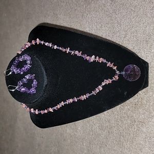 Gemstone necklace and earrings